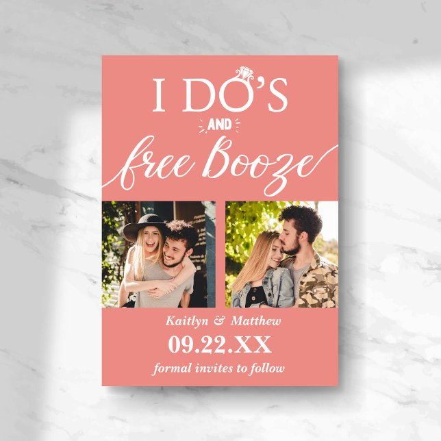 Save The Date I Do's & Free Booze Modern Wedding Enregistrer la  (Créateur téléchargé)