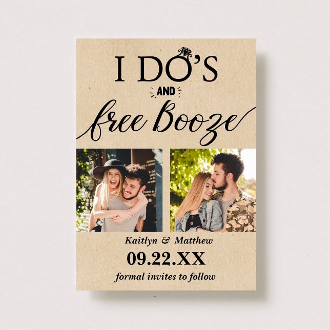 Save The Date I Do's & Free Booze Modern Wedding Enregistrer la  (Créateur téléchargé)