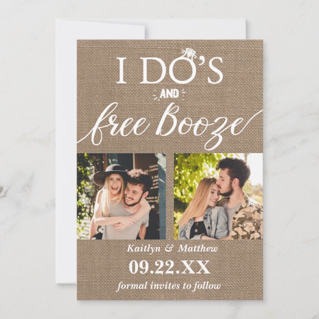 Save The Date I Do's & Free Booze Modern Wedding Enregistrer la  (Devant)