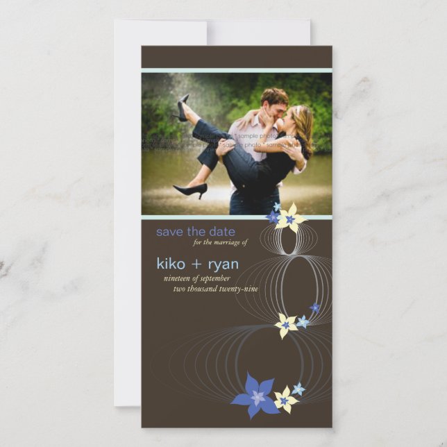 Save The Date Ikebana Frangipani Mariage de fleurs tropicales bl (Devant)