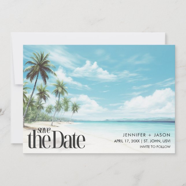 Save The Date Île Breeze Beach Destination Mariage (Devant)