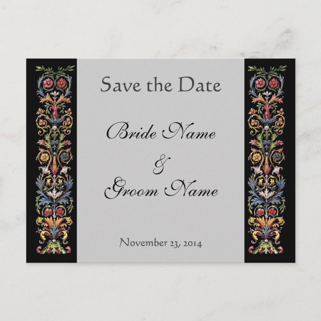 Save the Date Illuminated Grey Custom Postcards (Front)