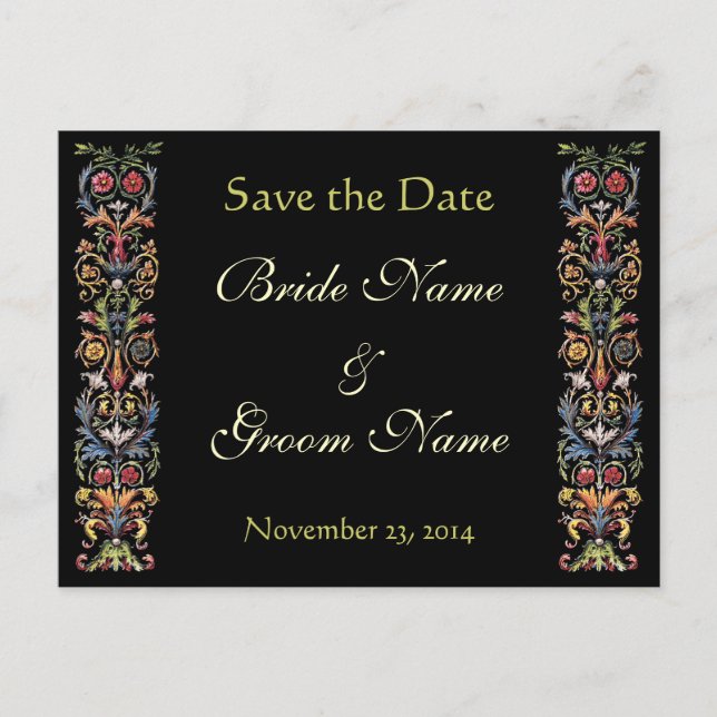 Save the Date Illuminated Manuscript Custom Announcement Postcard (Front)