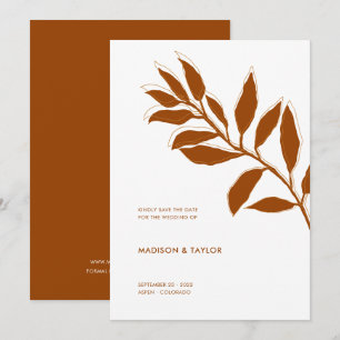 Save The Date Illustration botanique moderne en terre cuite bico