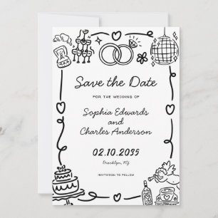 Save The Date Illustration de photo de mariage dessinée à la mai