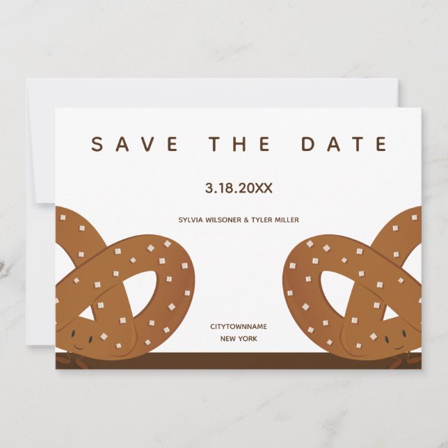 Save The Date Illustration de Pretzels Salés Blanc Brown (Devant)