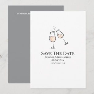 Save The Date Illustration minimaliste de verres de champagne si