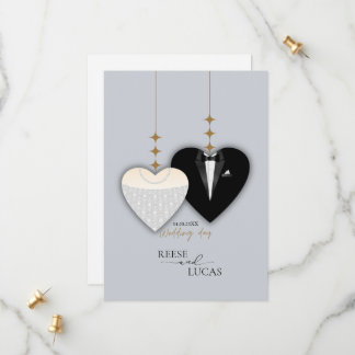 Save The Date Illustration noire blanche moderne coeur mariage