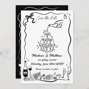 Save The Date Illustrations dessinées à la main Scribble Doodles