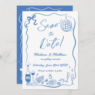 Save The Date Illustrations dessinées à la main Scribble Doodles