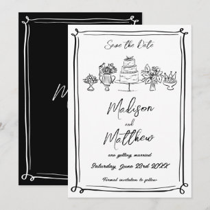 Save The Date Illustrations élégantes dessinées à la main Gribou