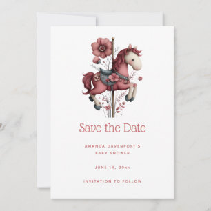Save The Date Image de cheval de carrousel fantaisiste pour Baby