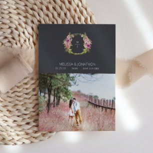 Save The Date Image de fiançailles florale rose poussiéreux viol