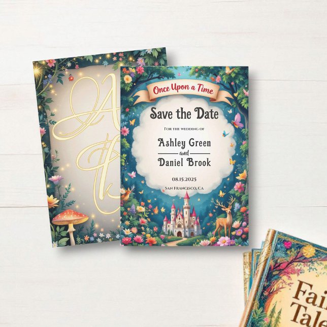 Save The Date Imaginaire Magique Château Woodland Fairytale Mari (Créateur téléchargé)