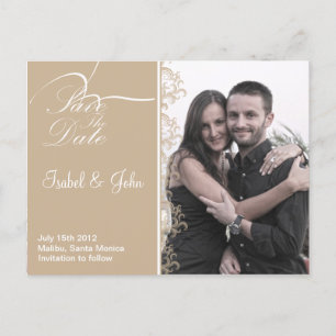 Save the Date in Beije frame Announcement Postcard