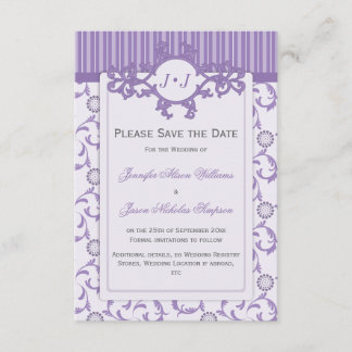 Save the Date in Lavender with Ornate Pattern