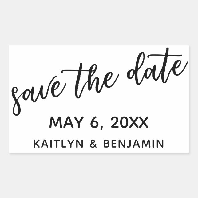 Save the Date in Modern Handwriting Typography Sticker (Front)
