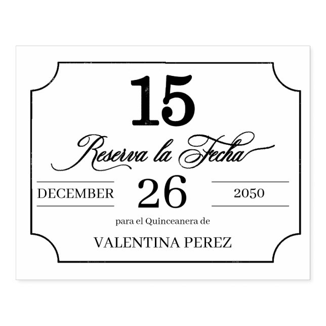 Save the Date in Spanish Language for Quinceanera Rubber Stamp (Imprint)