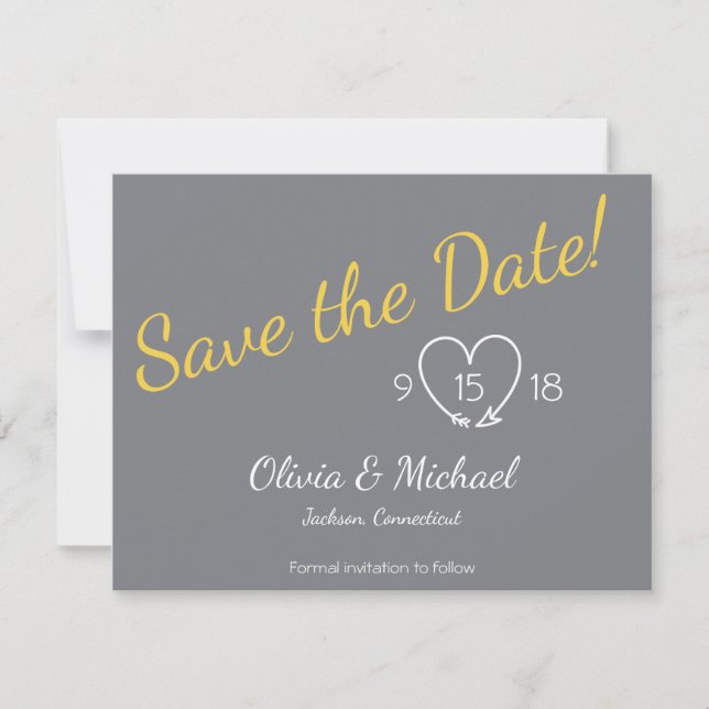Save the Date in Yellow and Grey (Front)