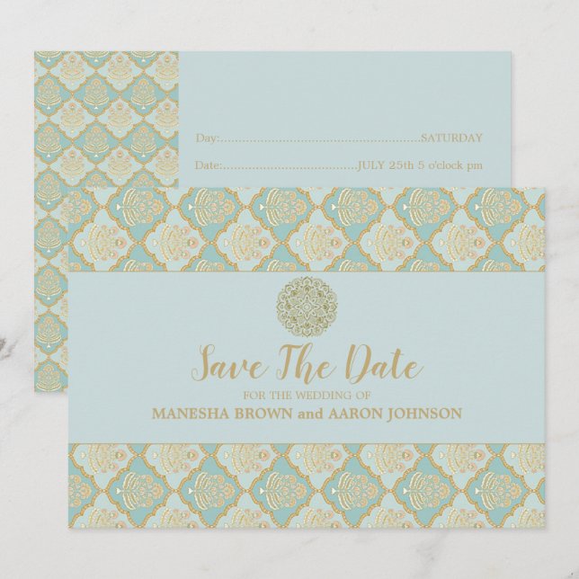 Save The Date INDIAN TURQUOISE - Appartement Enregistrer La Cart (Devant / Derrière)
