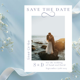 Save The Date Infinity Minimalist Poudre Bleu Enregistrer la dat