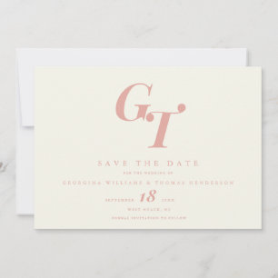 Save The Date Initiales Minimales   Mariage Moderne Chic Corail 