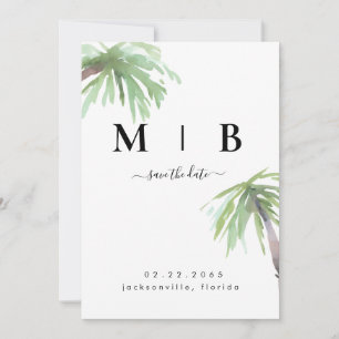 Save The Date Initiales simples Mariage tropical vertical