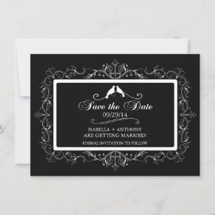 Save The Date Inséparables blancs noirs Vintage Enregistrer la d