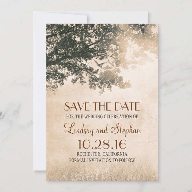 Save The Date Inséparables Couple Vieux Arbre Enregistrer La Dat (Devant)