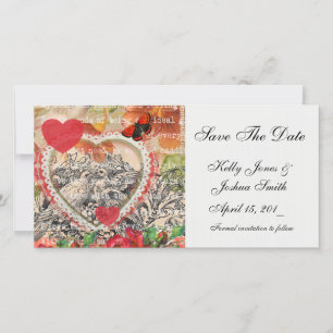 Save The Date Inséparables Heart Red Art Collage