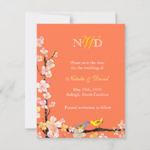 Save The Date Inséparables mariage floral Enregistrer la date