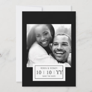 Save The Date Insigne photo   Enregistrer la date   plat   Noir