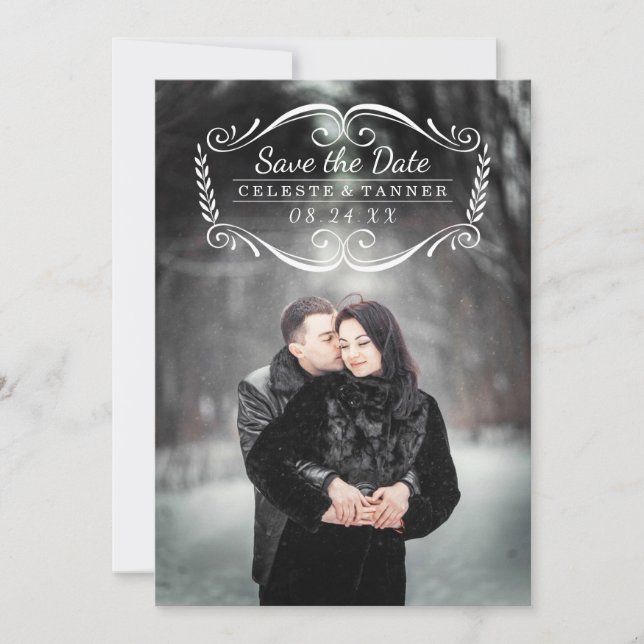Save The Date Intemporel | Photo de mariage classique moderne (Devant)
