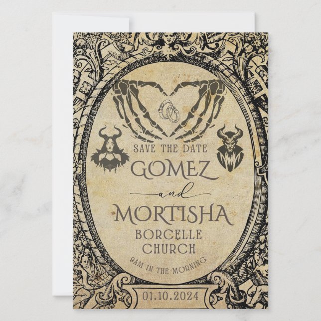 Save the date invitation | Goth | Dark academia (Front)