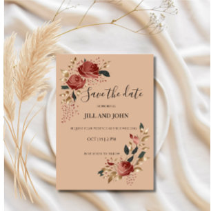 Save The Date Invitation Modern Bridal Rose 