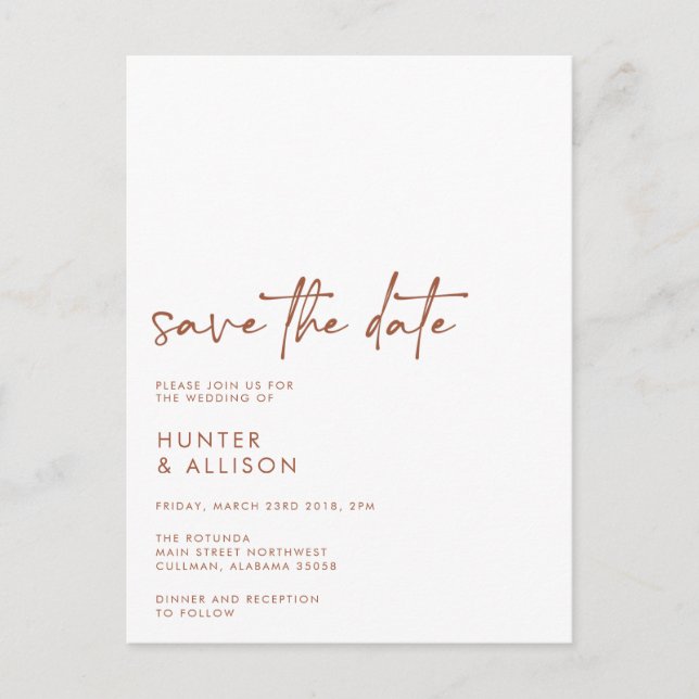Save The Date Invitation Postcard (Front)