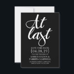 Save the Date Invite | At Last<br><div class="desc">At Last Save the Date Invite. Perfect for Outdoor Weddings! Use the Customize & Personalize options to change text, colours, images, etc., to suit your needs. Easily remove the striped image on the back of the invite for a more classic look. If you have any questions about this design please...</div>