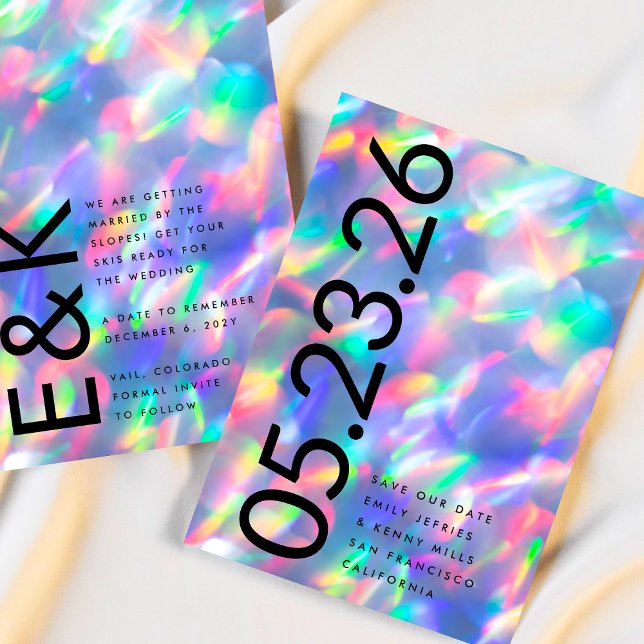 Save The Date Iridescente Ultra Modern Bold DATE non Photo (Créateur téléchargé)