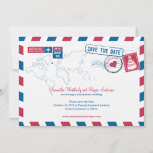 Save The Date Islande Air Mail Mariage Enregistrer La Date