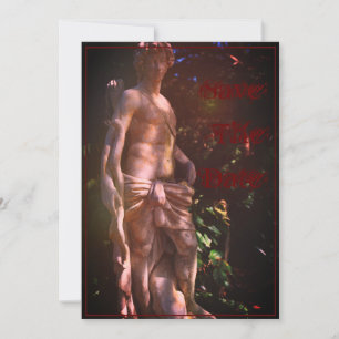 Save The Date Italian Feel Villa Statue Postcard