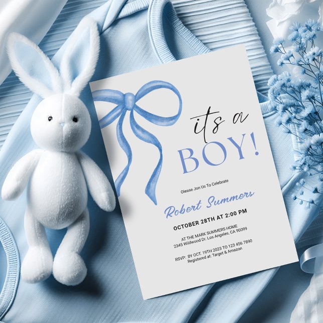 Save The Date It's a Boy Blue Ribbon  (Créateur téléchargé)