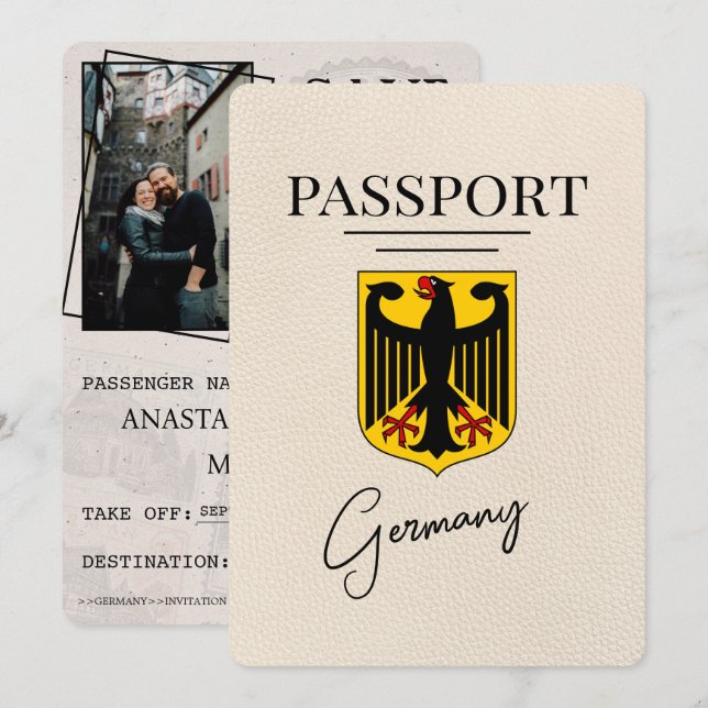 Save The Date Ivory Allemagne Passeport Enregistrer La Date (Devant / Derrière)