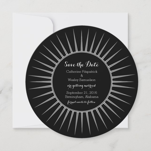 Save The Date Ivory Deco Retro Enregistrer l'Invitation de date (Devant)