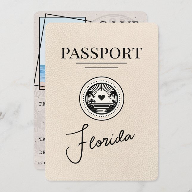 Save The Date Ivory Florida Passeport Enregistrer La Date (Devant / Derrière)