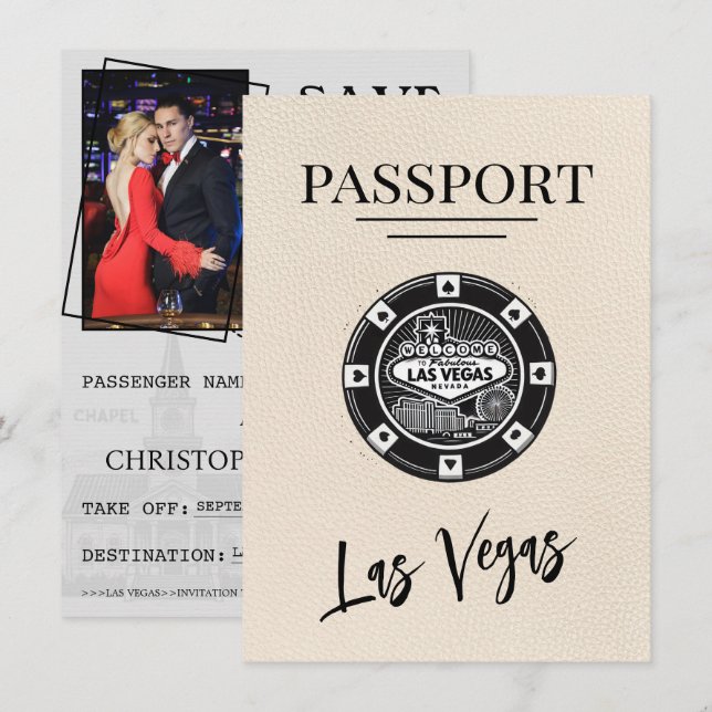 Save The Date Ivory Las Vegas Passeport Enregistrer La Date (Devant / Derrière)