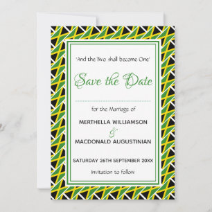 Save The Date JAMAICA FLAG Customise des écritures jamaïcaines