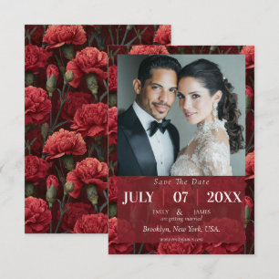 Save The Date Jardin de campagne de mariage de l'œillet rouge co