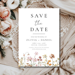 Save The Date Jardin de fleurs sauvages Boho Enregistrez la date