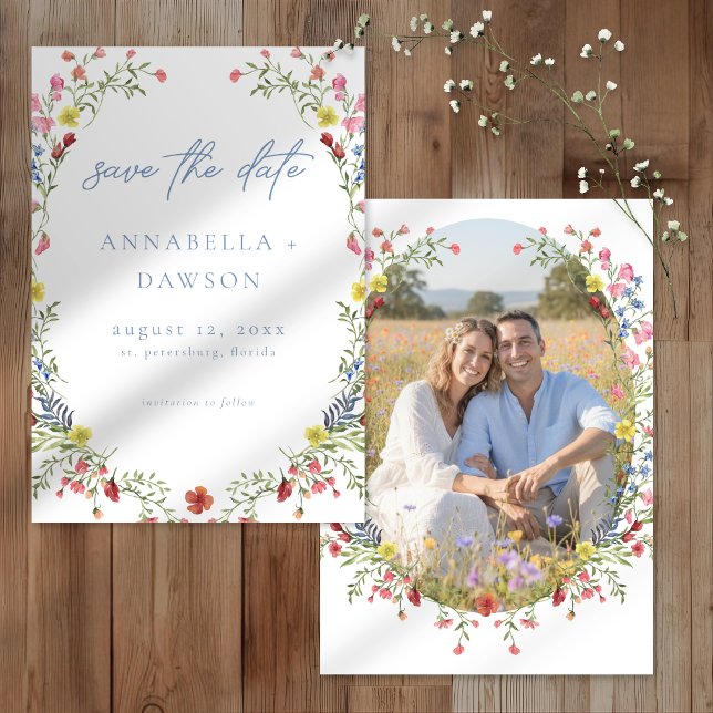 Save The Date Jardin de fleurs sauvages de mariage printanier ro (Créateur téléchargé)