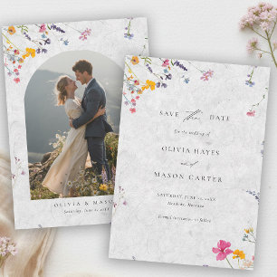 Save The Date Jardin de fleurs sauvages Mariage photo moderne Ar